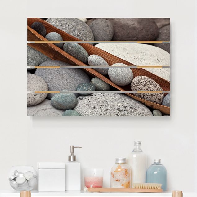 Wanddeko Küche Stillleben mit grauen Steinen