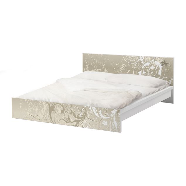 Möbelfolie für IKEA Malm Bett niedrig 180x200cm - Klebefolie Perlmutt Ornament Design
