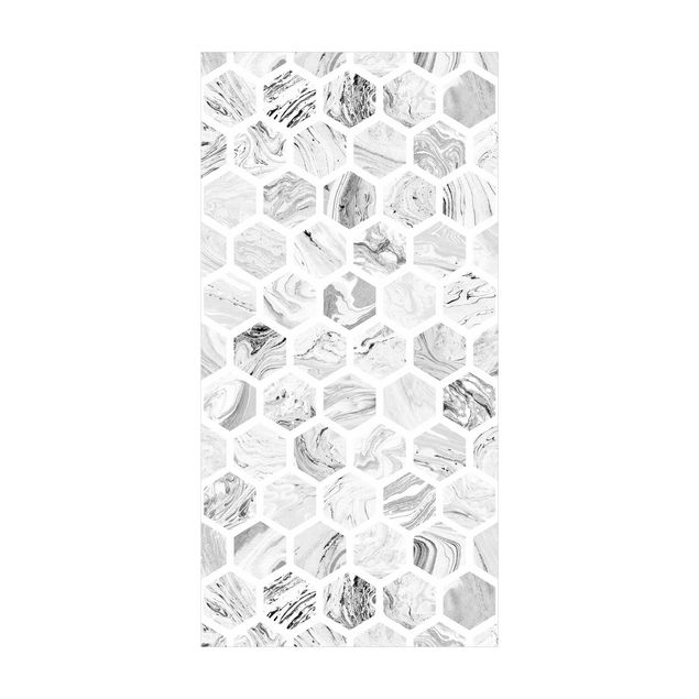 Teppich modern Marmor Hexagone in Graustufen