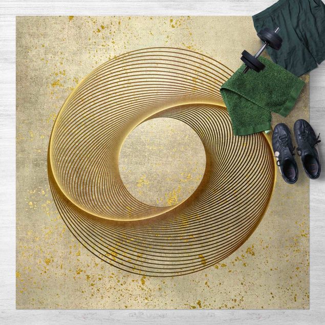 Aussen Teppich Line Art Kreisspirale Gold