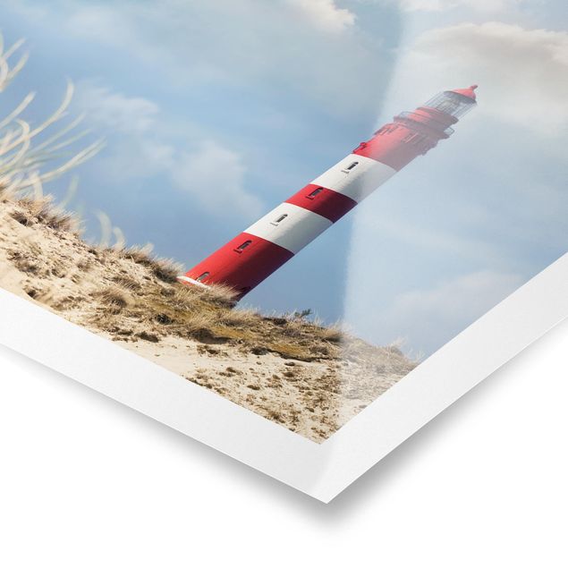 Natur Poster Leuchtturm in den Dünen
