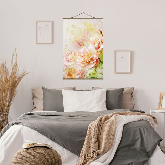 Wandbilder Floral Aquarell Rosen Komposition