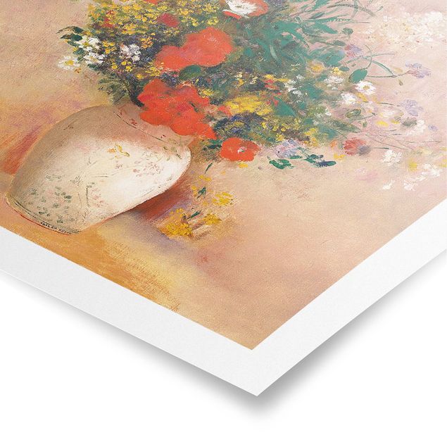 Kunstkopie Poster Odilon Redon - Vase mit Blumen (rosenfarbener Hintergrund)