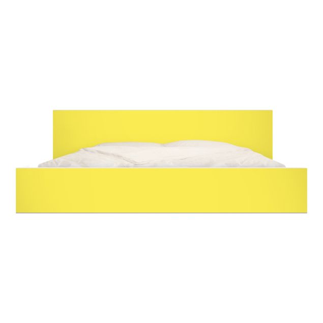 Möbelfolie für IKEA Malm Bett niedrig 180x200cm - Klebefolie Colour Lemon Yellow