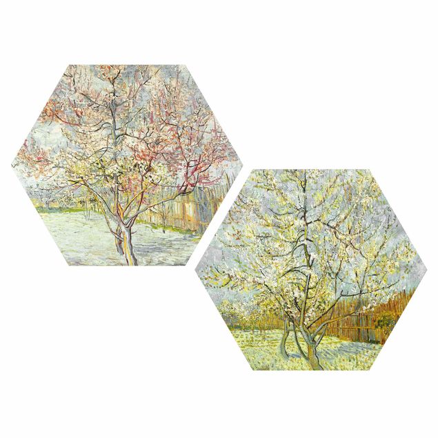 Kunststil Post Impressionismus Vincent van Gogh - Blühende Pfirsichbäume im Garten
