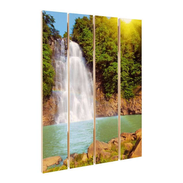 Holzbild - Wasserfall Romantik - Hochformat 3:2