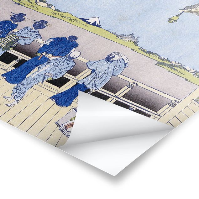 Wandbilder Blau Katsushika Hokusai - Die Sazai Halle