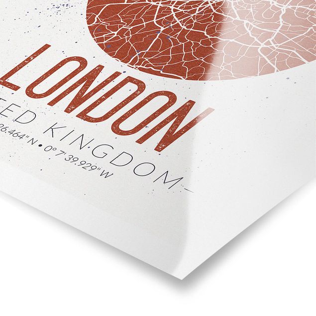 Wandbilder Rot Stadtplan London - Retro