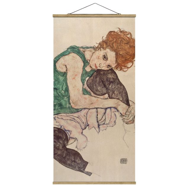 Wandbilder Kunstdrucke Egon Schiele - Sitzende Frau mit hochgezogenem Knie