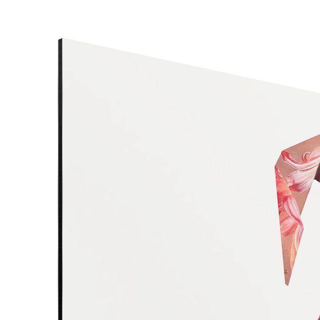 Wandbilder Rosa Origami Flamingo