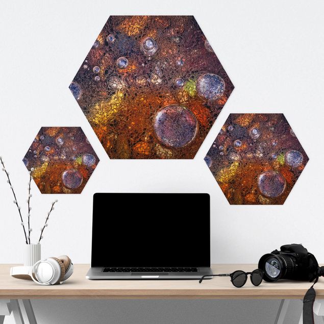 Hexagon Bild Alu-Dibond - Winter im Herbst