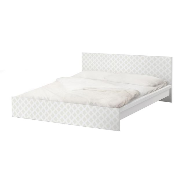 Möbelfolie für IKEA Malm Bett niedrig 180x200cm - Rautengitter hellbeige