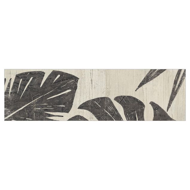 Küchenrückwand - Palmenblätter vor Hellgrau