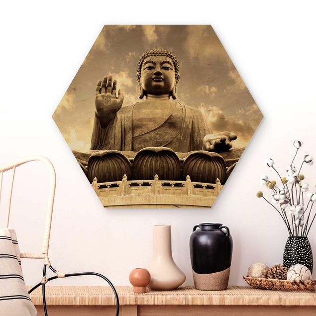 Wanddeko Küche Großer Buddha Sepia