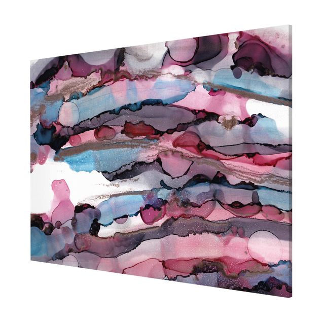 Wandbilder Abstrakt Wellenreiten in Violett mit Roségold