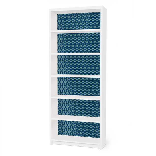 Möbelfolie für IKEA Billy Regal - Klebefolie Würfelmuster blau