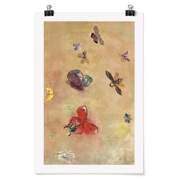 Kunstkopie Poster Odilon Redon - Bunte Schmetterlinge