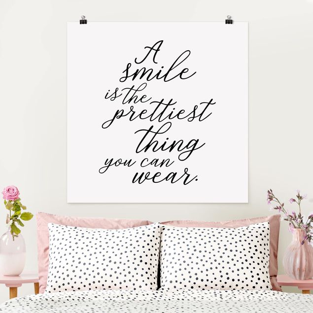 Poster schwarz-weiß A smile is the prettiest thing