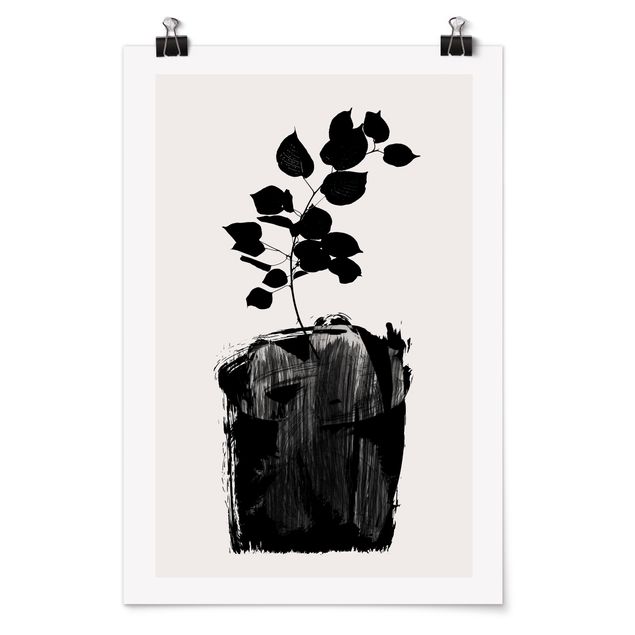 Poster Kunstdruck Grafische Pflanzenwelt - Schwarze Blätter