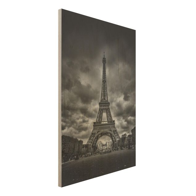 Bilder Eiffelturm vor Wolken schwarz-weiß
