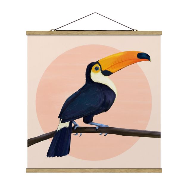 Wandbilder Tiere Illustration Vogel Tukan Malerei Pastell