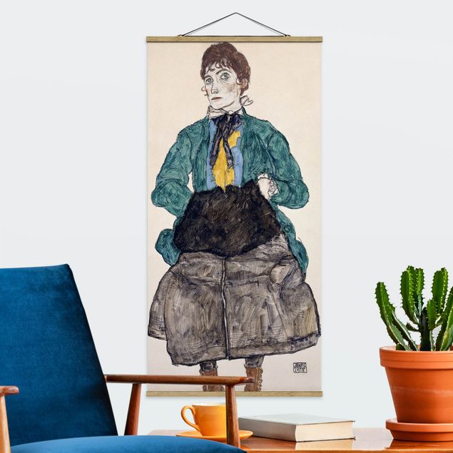 expressionistische Kunstdrucke Egon Schiele - Frau in grüner Bluse