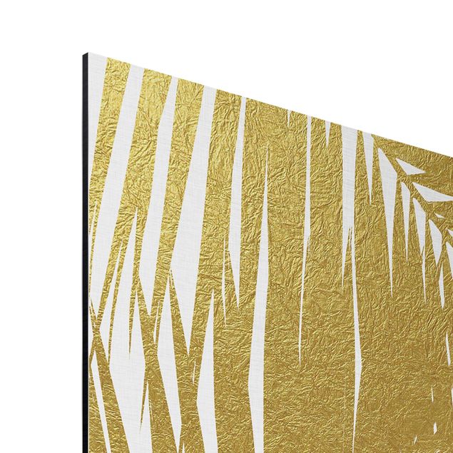 Wandbilder Kunstdrucke Blick durch goldene Palmenblätter