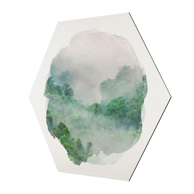 Wandbilder Blumen Wasserfarben - Dschungel im Nebel