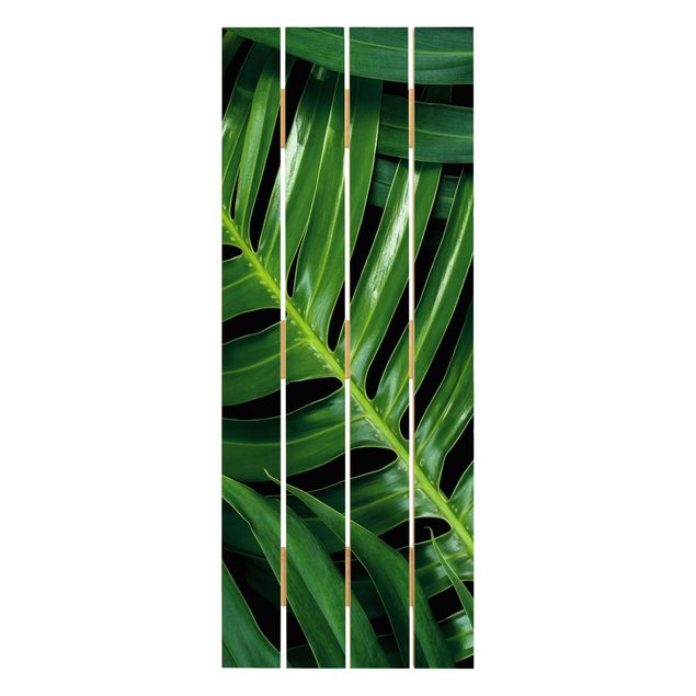 Holzbilder Tropische Blätter Philodendron