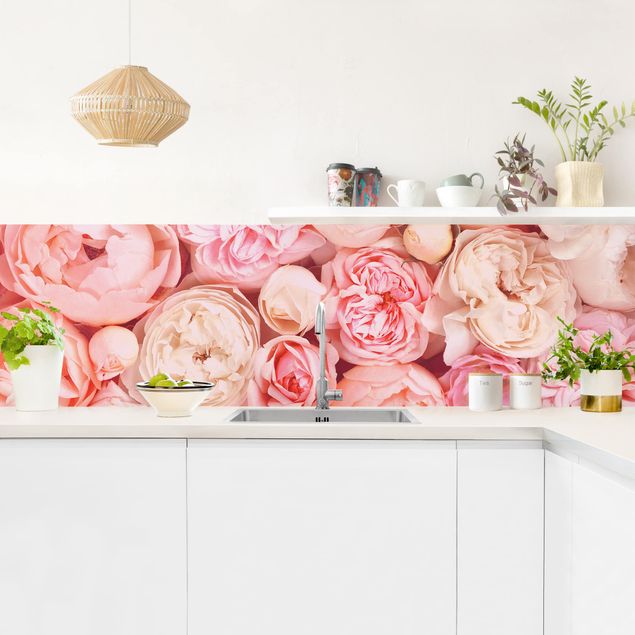 Küchenrückwand Folie Blumen Rosen Rosé Koralle Shabby