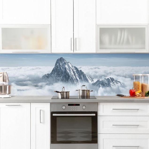 Glasrückwand Küche Die Alpen über den Wolken