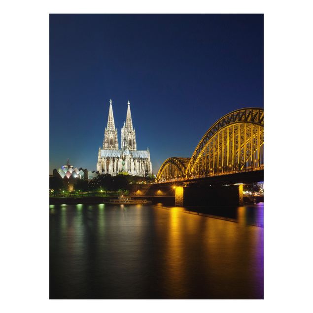 Wandbilder Architektur & Skyline Köln bei Nacht