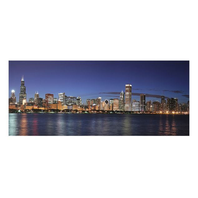 Wandbilder Architektur & Skyline Chicago Skyline bei Nacht