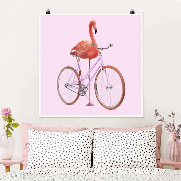 Küche Dekoration Flamingo mit Fahrrad