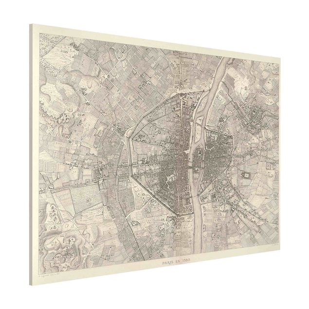 Magnettafel - Vintage Karte Paris - Querfromat 4:3