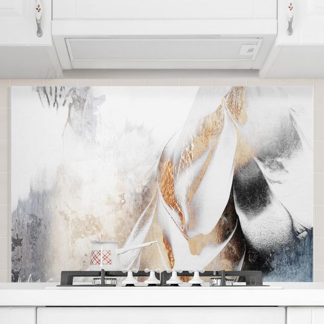 Wanddeko Küche Goldene abstrakte Wintermalerei