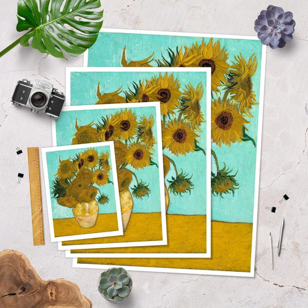 Poster Blumen Vincent van Gogh - Vase mit Sonnenblumen