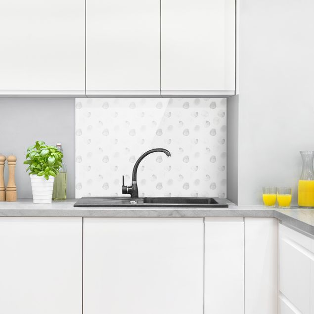 Glasrückwand Küche Muster Aquarell Punkte Grau