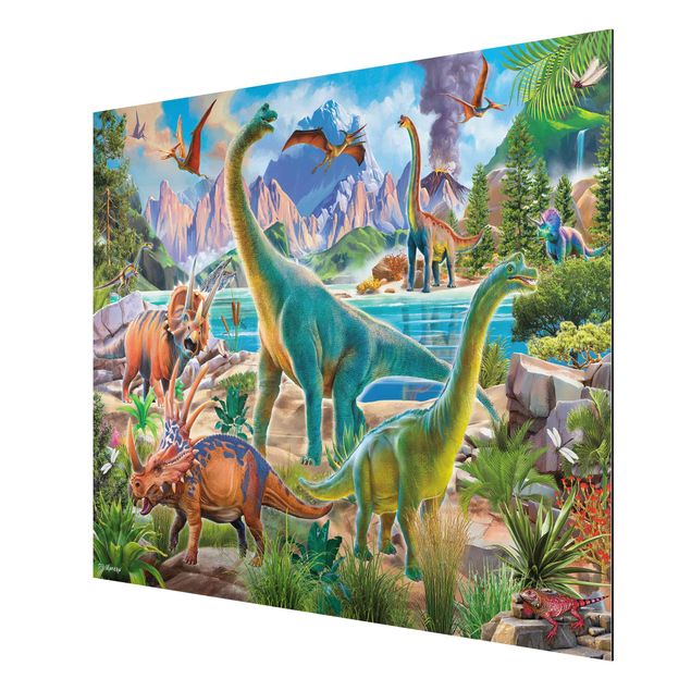 Wandbilder Modern Brachiosaurus und Tricaterops