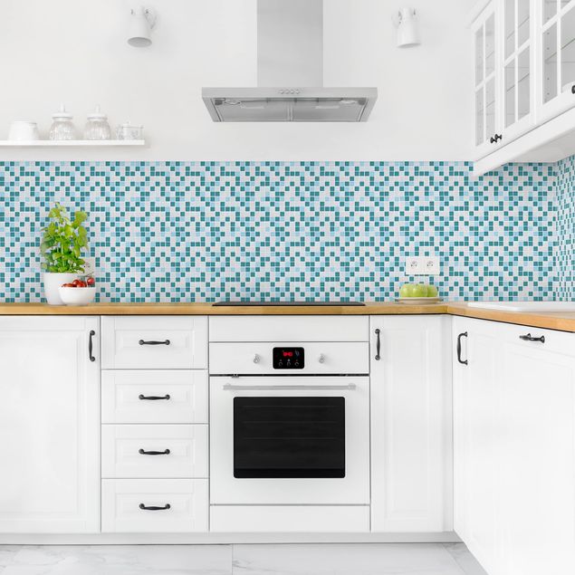 Küchenrückwände Fliesenoptik Mosaikfliesen Türkis Blau