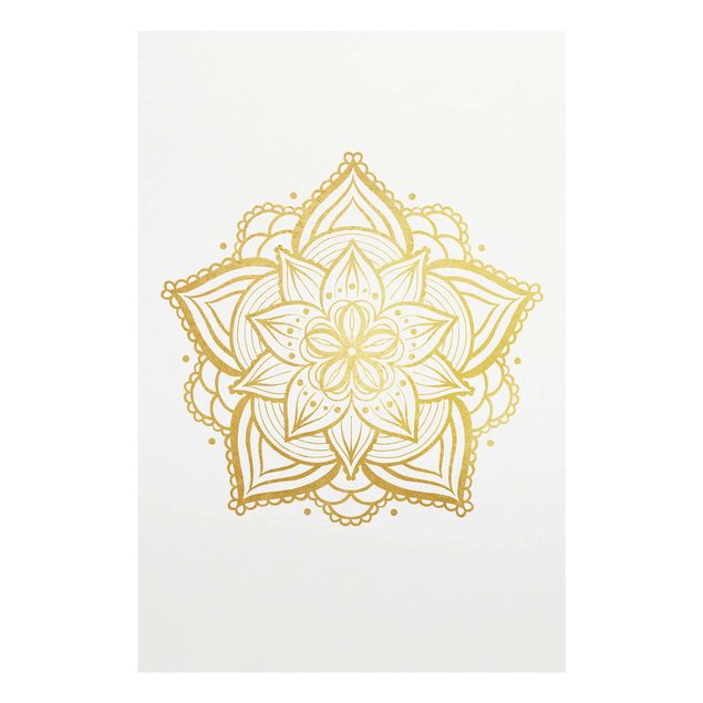 schöne Bilder Mandala Blüte Illustration weiß gold
