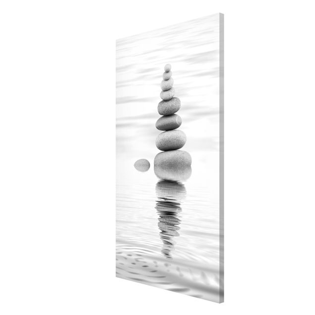 Wandbilder Kunstdrucke Steinturm im Wasser Schwarz-Weiß