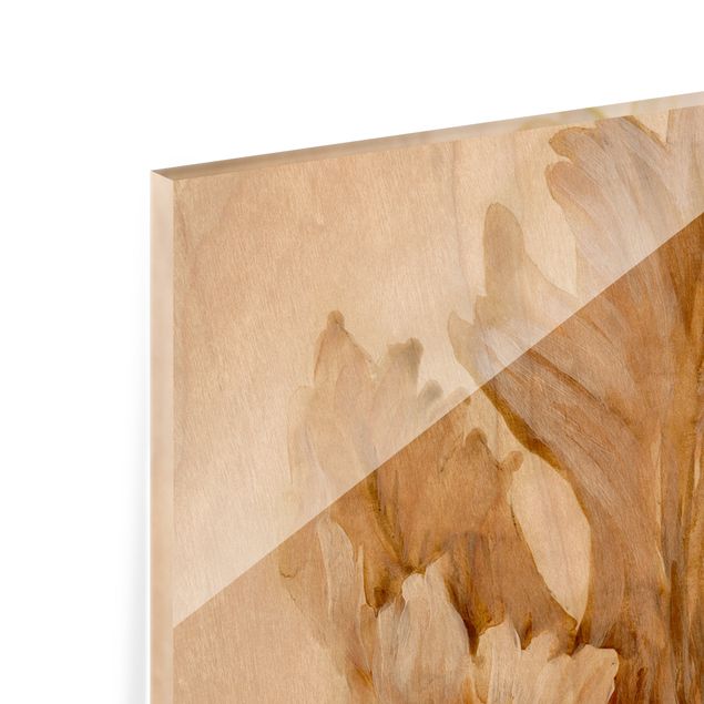 Spritzschutz Glas - Sepia Tulpe auf Holz - Panorama - 5:2