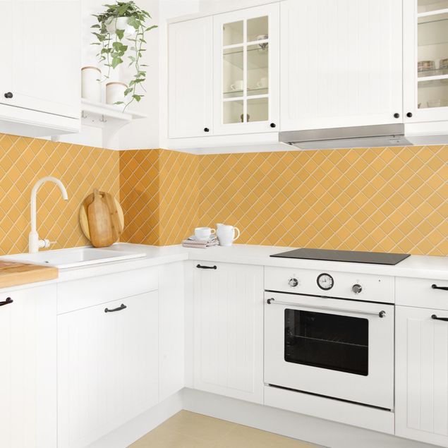Küchenrückwand Folie einfarbig Mosaik Fliesen - Orange