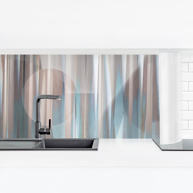 Küchenrückwand Folie Geometrische Formen in Kupfer und Blau