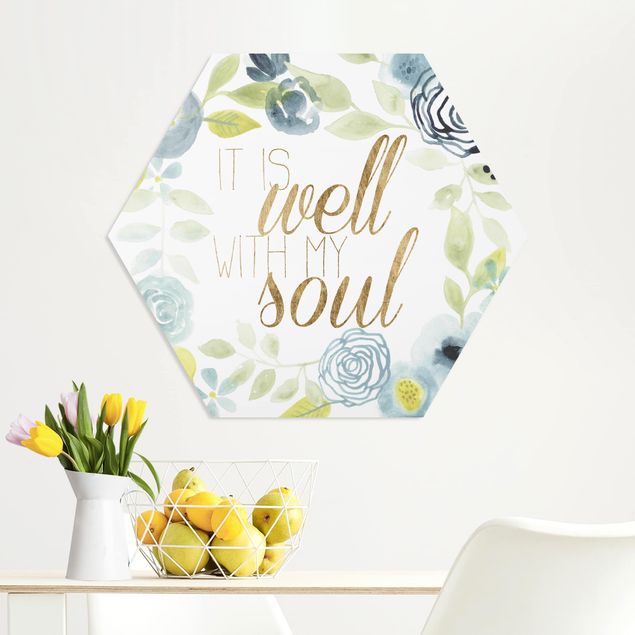 Wandbilder Spirituell Blumenkranz mit Spruch - Soul