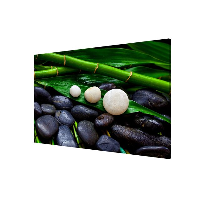 Magnettafeln Blumen Grüner Bambus mit Zen Steinen
