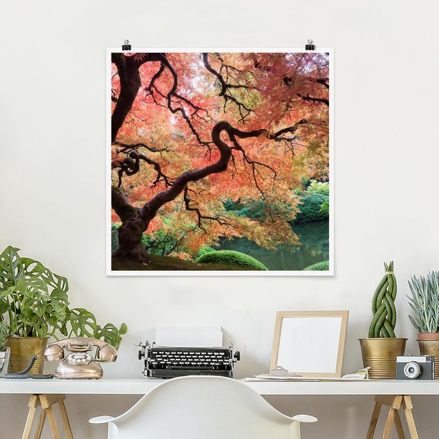 Wandbilder Bäume Japanischer Garten