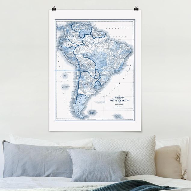 Küche Dekoration Karte in Blautönen - Südamerika