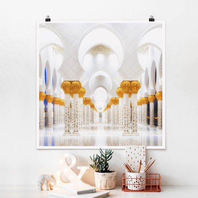 Poster Skyline Moschee in Gold